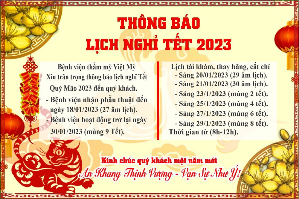 Thông báo lịch nghỉ Tết Nguyên Đán Quý Mão 2023