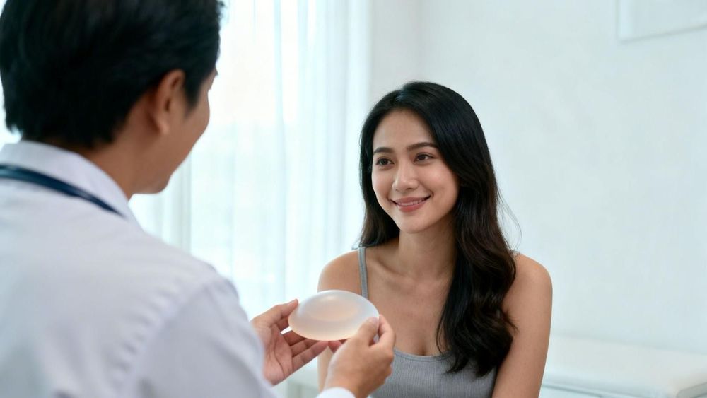 Khách hàng cần tham khảo ý kiến bác sĩ để được tư vấn size túi ngực phù hợp.